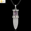 Minimalist Natural Crystal Dropshaped Pendant Leather Rope Necklace