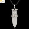 Minimalist Natural Crystal Dropshaped Pendant Leather Rope Necklace