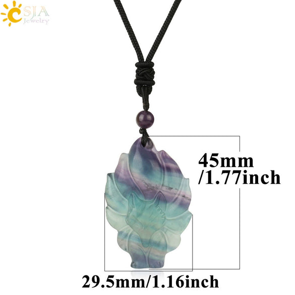 Minimalist Natural Crystal Fox Pendant Necklace With Adjustable Braided Rope Chain Animal Zodiac Jewelry