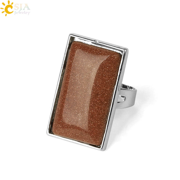 Minimalist Natural Crystal Geometric Open Adjustable Ring For Women And Men Light Luxury Fashion Jewelry