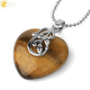 Minimalist Natural Crystal Heart Shaped Pendant Necklace With Bead Chain Simple Curved Leaf Inspired Design For Unisex Jewelry