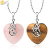 Minimalist Natural Crystal Heart Shaped Pendant Necklace With Bead Chain Simple Curved Leaf Inspired Design For Unisex Jewelry