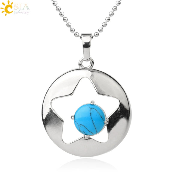 Minimalist Natural Crystal Hollow Star Pendant Necklace With Ball Chain Amethyst Stone Jewelry For Women