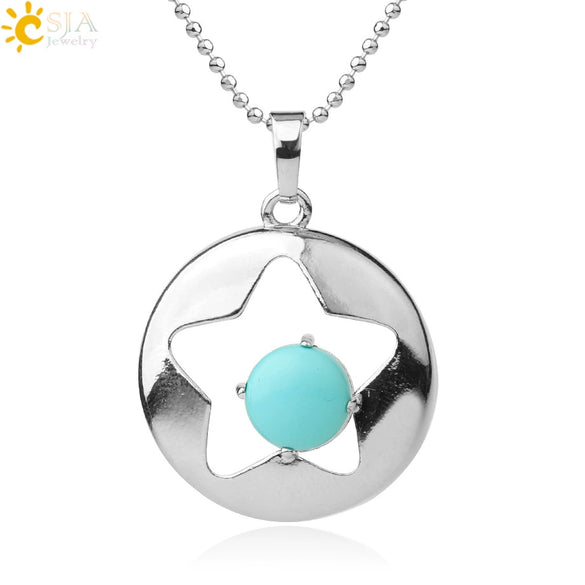 Minimalist Natural Crystal Hollow Star Pendant Necklace With Ball Chain Amethyst Stone Jewelry For Women