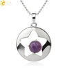 Minimalist Natural Crystal Hollow Star Pendant Necklace With Ball Chain Amethyst Stone Jewelry For Women
