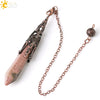 Minimalist Natural Crystal Key Pendant With Bronze Tone Copper Plated Trim Semi Precious Stone Electroplated Jewelry Decoration