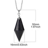 Minimalist Natural Crystal Rhombus Pendant Necklace With Polished Stone On Ball Chain For Unisex Wear