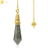 Minimalist Natural Crystal Stone Cone Pendulum Pendant With Gold Plated Bronze Decorative Jewelry