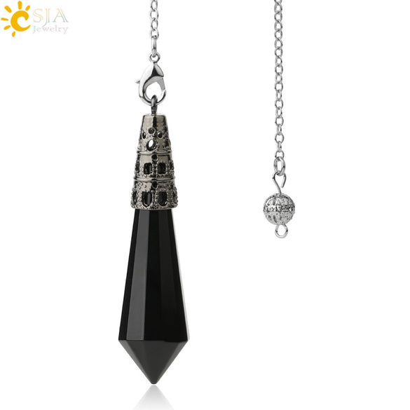 Minimalist Natural Crystal Stone Cone Pendulum Pendant With Gold Plated Bronze Decorative Jewelry