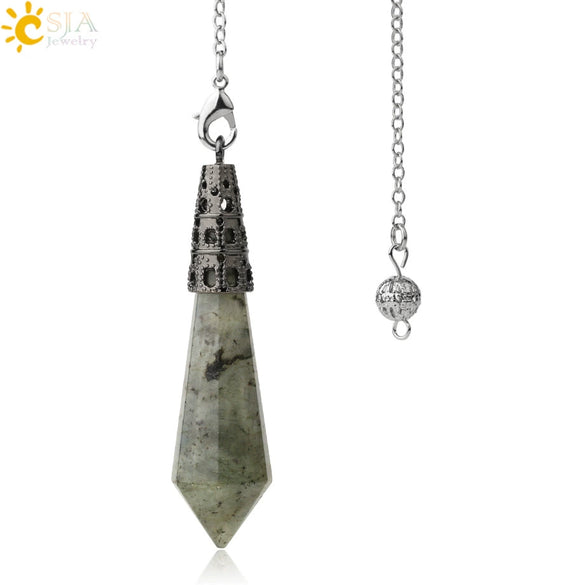 Minimalist Natural Crystal Stone Cone Pendulum Pendant With Gold Plated Bronze Decorative Jewelry