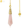 Minimalist Natural Crystal Stone Cone Pendulum Pendant With Gold Plated Bronze Decorative Jewelry
