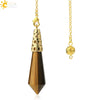Minimalist Natural Crystal Stone Cone Pendulum Pendant With Gold Plated Bronze Decorative Jewelry