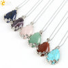 Minimalist Natural Crystal Teardrop Pendant Necklace With Ball Chain Fresh Drop Shape Sweater Chain Jewelry For Women