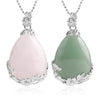 Minimalist Natural Crystal Teardrop Pendant Necklace With Ball Chain Fresh Drop Shape Sweater Chain Jewelry For Women