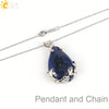 Minimalist Natural Crystal Teardrop Pendant Necklace With Ball Chain Fresh Drop Shape Sweater Chain Jewelry For Women