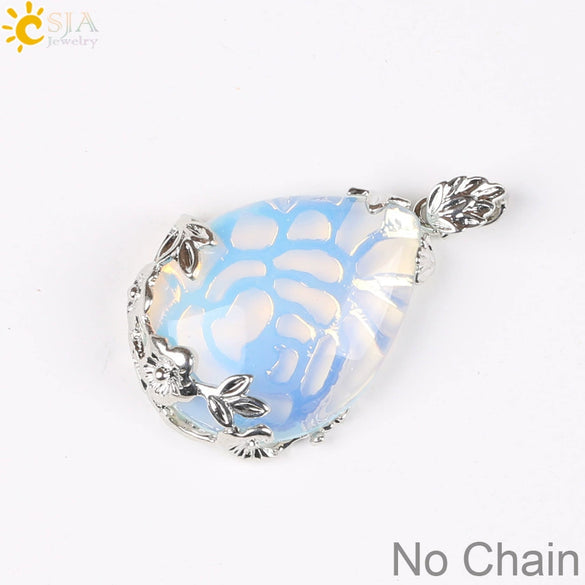 Minimalist Natural Crystal Teardrop Pendant Necklace With Ball Chain Fresh Drop Shape Sweater Chain Jewelry For Women