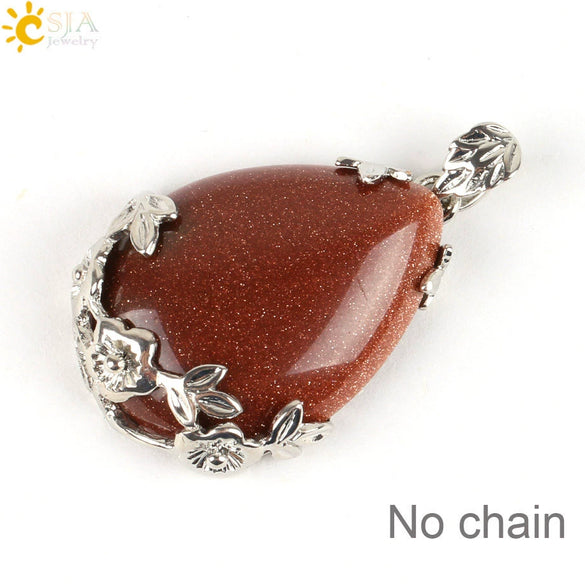 Minimalist Natural Crystal Teardrop Pendant Necklace With Ball Chain Fresh Drop Shape Sweater Chain Jewelry For Women