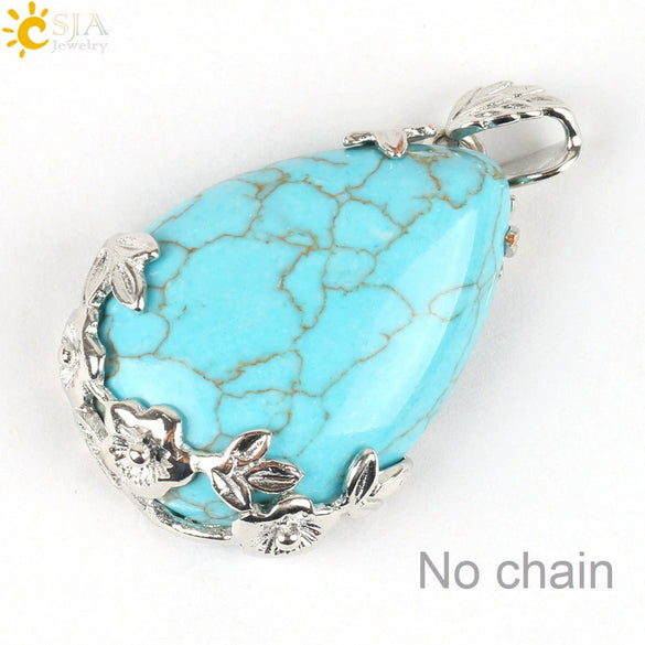 Minimalist Natural Crystal Teardrop Pendant Necklace With Ball Chain Fresh Drop Shape Sweater Chain Jewelry For Women
