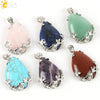 Minimalist Natural Crystal Teardrop Pendant Necklace With Ball Chain Fresh Drop Shape Sweater Chain Jewelry For Women