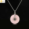Minimalist Natural Crystal Tree Of Life Peace Buckle Pendant Necklace With Ball Chain Gemstone Jewelry