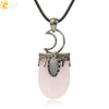 Minimalist Natural Crystal U Shaped Moon Inlaid Glitter Flat Crystal Necklace With Bead Chain