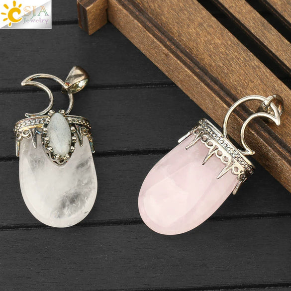 Minimalist Natural Crystal U Shaped Moon Inlaid Glitter Flat Crystal Necklace With Bead Chain