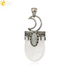 Minimalist Natural Crystal U Shaped Moon Inlaid Glitter Flat Crystal Necklace With Bead Chain