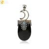 Minimalist Natural Crystal U Shaped Moon Inlaid Glitter Flat Crystal Necklace With Bead Chain