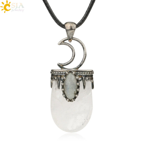 Minimalist Natural Crystal U Shaped Moon Inlaid Glitter Flat Crystal Necklace With Bead Chain