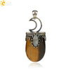 Minimalist Natural Crystal U Shaped Moon Inlaid Glitter Flat Crystal Necklace With Bead Chain