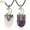 Minimalist Natural Crystal U Shaped Moon Inlaid Glitter Flat Crystal Necklace With Bead Chain