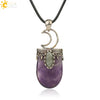 Minimalist Natural Crystal U Shaped Moon Inlaid Glitter Flat Crystal Necklace With Bead Chain