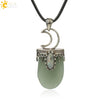 Minimalist Natural Crystal U Shaped Moon Inlaid Glitter Flat Crystal Necklace With Bead Chain