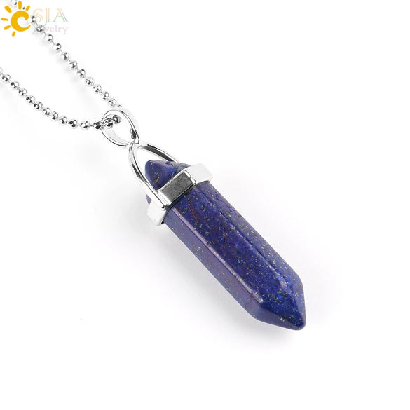 Minimalist Natural Fluorite Hexagonal Prism Bullet Pendant Necklace Crystal Stone Jewelry For Women