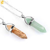Minimalist Natural Fluorite Hexagonal Prism Bullet Pendant Necklace Crystal Stone Jewelry For Women