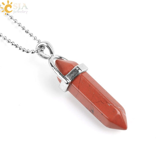 Minimalist Natural Fluorite Hexagonal Prism Bullet Pendant Necklace Crystal Stone Jewelry For Women