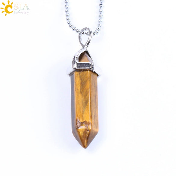 Minimalist Natural Fluorite Hexagonal Prism Bullet Pendant Necklace Crystal Stone Jewelry For Women
