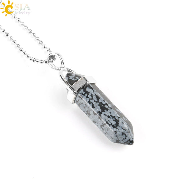 Minimalist Natural Fluorite Hexagonal Prism Bullet Pendant Necklace Crystal Stone Jewelry For Women
