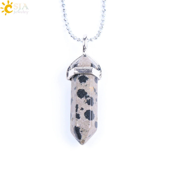 Minimalist Natural Fluorite Hexagonal Prism Bullet Pendant Necklace Crystal Stone Jewelry For Women
