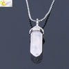 Minimalist Natural Fluorite Hexagonal Prism Bullet Pendant Necklace Crystal Stone Jewelry For Women