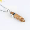 Minimalist Natural Fluorite Hexagonal Prism Bullet Pendant Necklace Crystal Stone Jewelry For Women