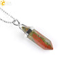 Minimalist Natural Fluorite Hexagonal Prism Bullet Pendant Necklace Crystal Stone Jewelry For Women