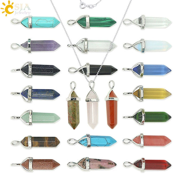 Minimalist Natural Fluorite Hexagonal Prism Bullet Pendant Necklace Crystal Stone Jewelry For Women