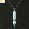 Minimalist Natural Semi Precious Stone Crystal Rhombus Pendant Necklace With Ball Chain Fashion Jewelry