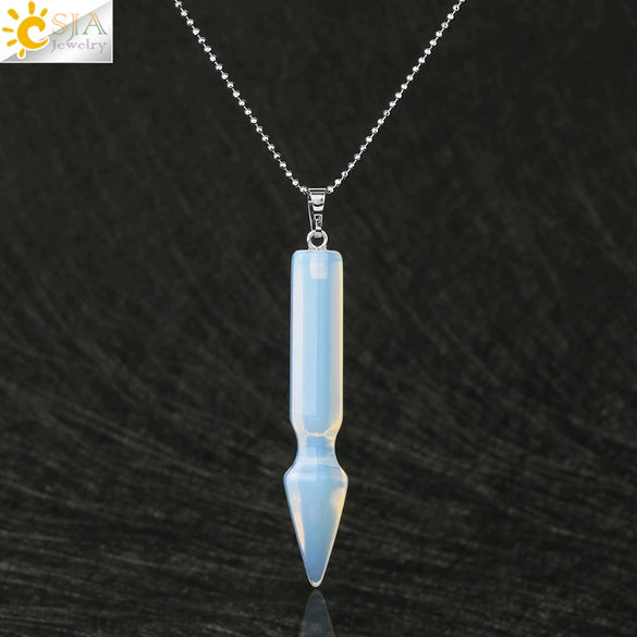 Minimalist Natural Semi Precious Stone Crystal Rhombus Pendant Necklace With Ball Chain Fashion Jewelry