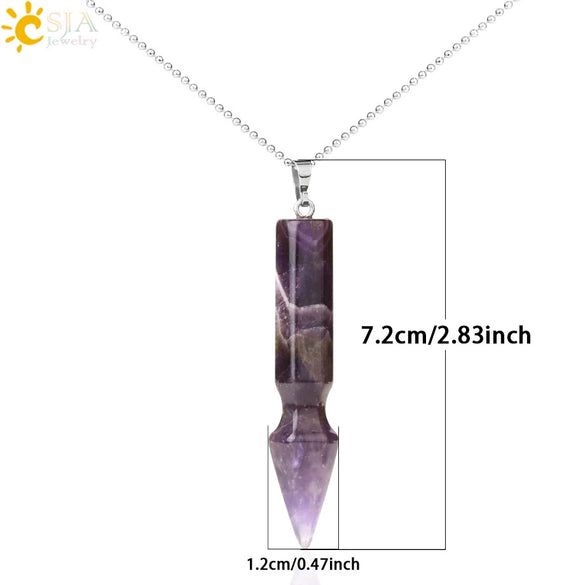 Minimalist Natural Semi Precious Stone Crystal Rhombus Pendant Necklace With Ball Chain Fashion Jewelry