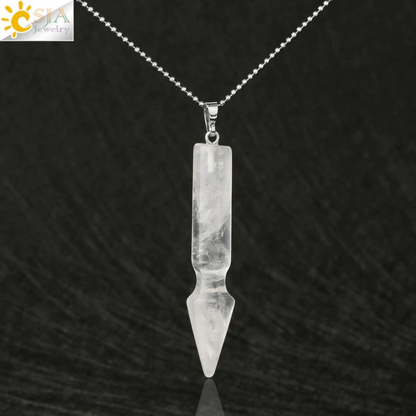 Minimalist Natural Semi Precious Stone Crystal Rhombus Pendant Necklace With Ball Chain Fashion Jewelry