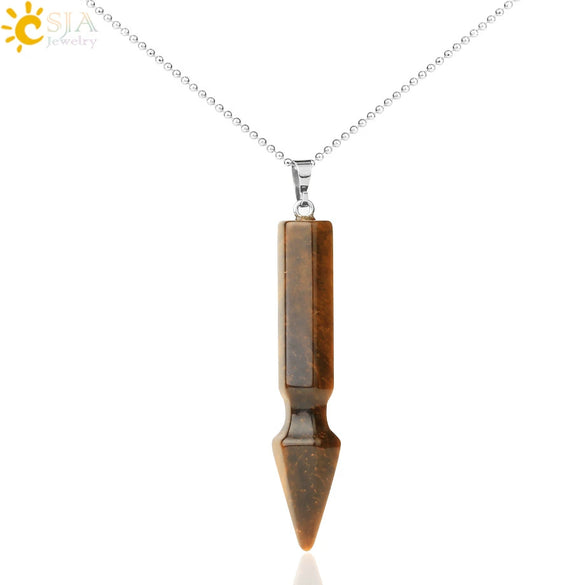 Minimalist Natural Semi Precious Stone Crystal Rhombus Pendant Necklace With Ball Chain Fashion Jewelry
