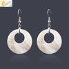 Minimalist Natural Shell Fragment Patchwork Earrings With Copper Accessories And Peace Buckle Shape