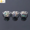 Minimalist Natural Shell Patchwork Round Open Ring With Adjustable Copper Band For Women